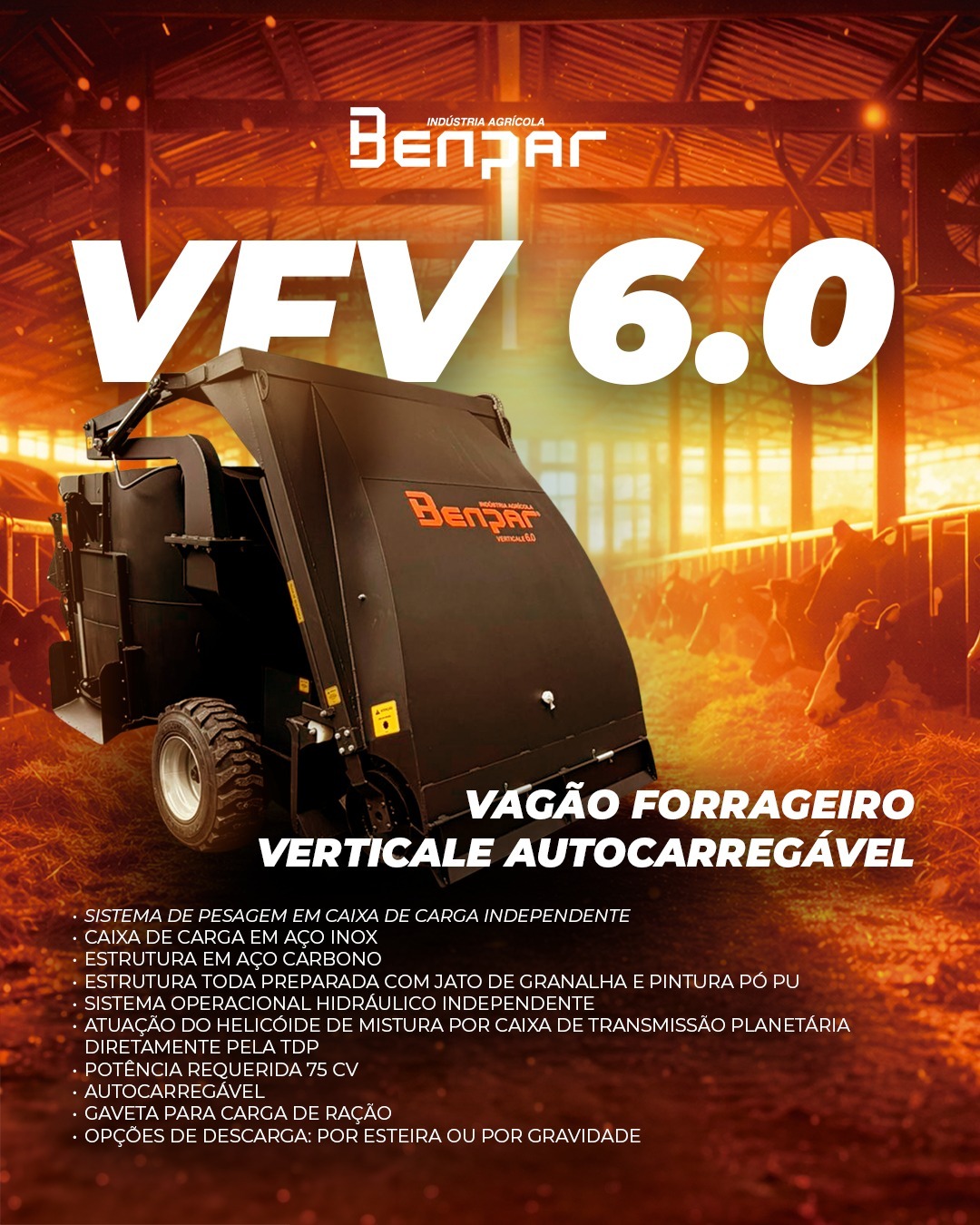 A pecuária moderna exige precisão e eficiência — e a Benpar entrega isso com o Vagão Forrageiro 6.0.